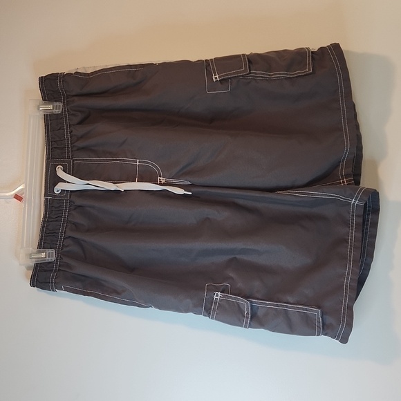 Kanu Surf Board Shorts Gray Swim Beach Cargo Pockets Lined Drawstring Men's L - Picture 2 of 10